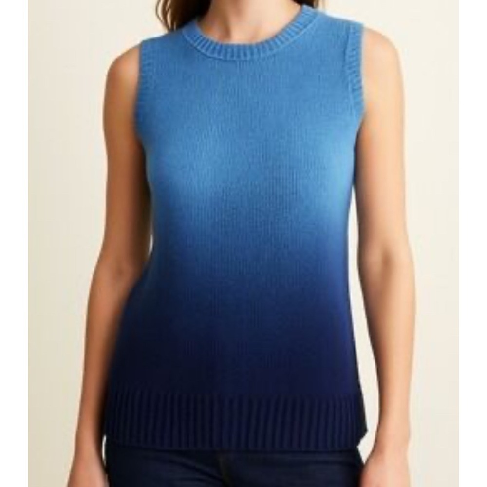 J McLaughlin Ombre Knit Sleeveless Sweater TopVest Blue‎ Navy Womens Size Large